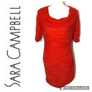 Sara Campbell Cowl Neck Dress XS Burnt Orange